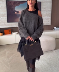 Clidress Off Shoulder Loose Fit Sweater