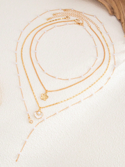 Floral & Pearl Necklace Set-4 Pieces