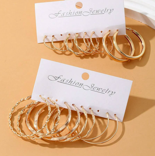Metal Twist Hoop Earrings-8 Pieces Set