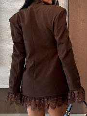 Clidress Lace Patchwork Suit Blazer Coat