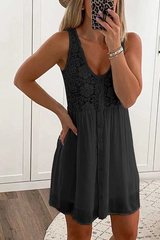 Clidress Lace Floral Button Down Mini Dress