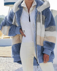 Clidress Thick Plush Plaid Worm Hoodie Coat