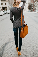 Clidress Chic Grey Pocket T-shirt