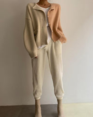 Clidress 2 Color Knitting Short Cardigan