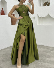 Clidress Cross Backless Slip Maxi Evening Dress