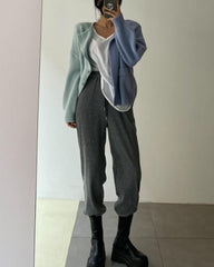 Clidress 2 Color Knitting Short Cardigan