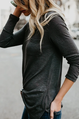 Clidress Chic Grey Pocket T-shirt