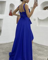 Clidress Cross Backless Slip Maxi Evening Dress