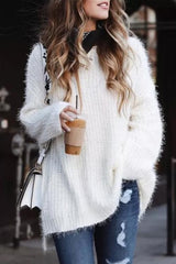 Clidress Long Hair Fuzzy Sweater