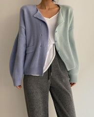 Clidress 2 Color Knitting Short Cardigan