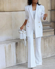 Clidress 4 Button Suit Blazer and Pants 2 Pieces Set