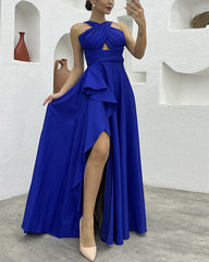Clidress Cross Backless Slip Maxi Evening Dress