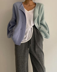 Clidress 2 Color Knitting Short Cardigan