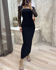 Clidress Mesh Bishop Sleeve Fitted Dress