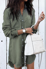 Clidress Denim Shirt Dress Overcoat