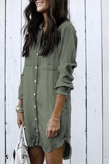 Clidress Denim Shirt Dress Overcoat