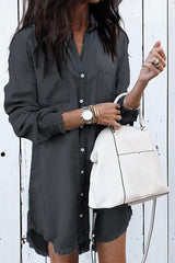 Clidress Denim Shirt Dress Overcoat