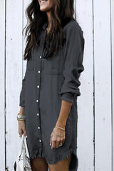 Clidress Denim Shirt Dress Overcoat