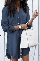Clidress Denim Shirt Dress Overcoat
