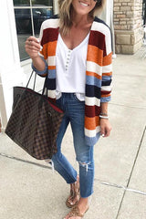 Clidress Rainbow Striped Sweater Cardigan