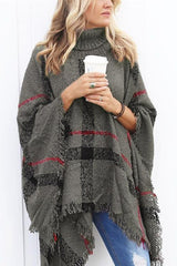 Clidress Burberry Print  Poncho Cloak Sweater