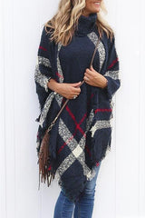 Clidress Burberry Print  Poncho Cloak Sweater