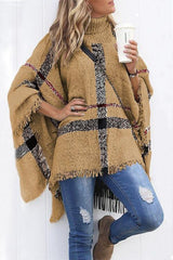 Clidress Burberry Print  Poncho Cloak Sweater