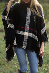Clidress Burberry Print  Poncho Cloak Sweater