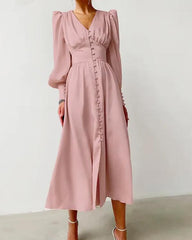 Clidress Lantern Sleeve Noble Silk Feel Dress