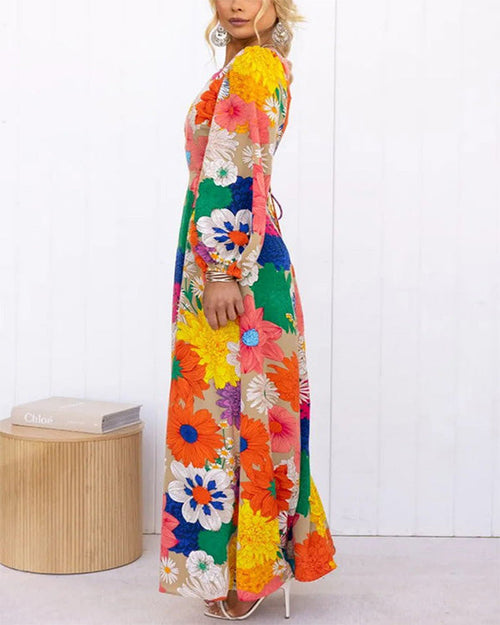 Clidress Frenulum Floral A Line Maxi Dress