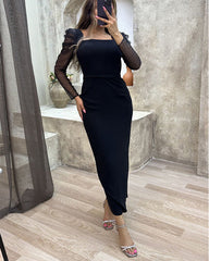Clidress Mesh Bishop Sleeve Fitted Dress
