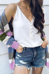 Clidress Rainbow Striped Sweater Cardigan