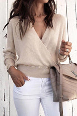 Clidress Deep V-neck Cross Wrap T-shirt