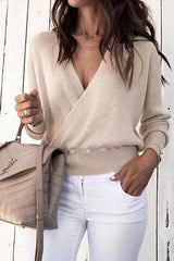 Clidress Deep V-neck Cross Wrap T-shirt
