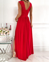 Clidress Lace Back High Split Maxi Dress