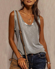 Clidress O Neck Sleeveless Tank T-shirt