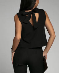 Clidress Crop Top & Suit Pants 2 Pieces Set