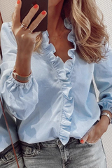 Clidress  Deep V Neck Scallop Shirt