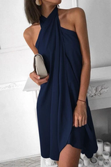 Clidress Hanging Neck Wrap Mini Dress