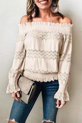 Clidress Flounce Lace Flower Top