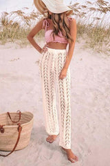 Clidress Hollow Out Knitted Bikini Beach Pants