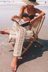 Clidress Hollow Out Knitted Bikini Beach Pants