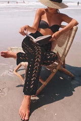 Clidress Hollow Out Knitted Bikini Beach Pants