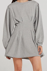 Clidress Puff Sleeves Sweater Dress