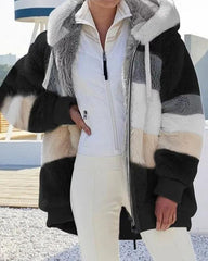 Clidress Thick Plush Plaid Worm Hoodie Coat