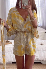 Clidress Plantain Leave Batwing Romper