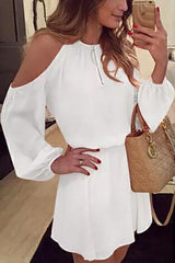 Clidress Off Shoulder Chiffon Mini Dress