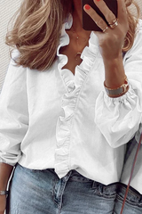 Clidress  Deep V Neck Scallop Shirt