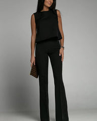 Clidress Crop Top & Suit Pants 2 Pieces Set