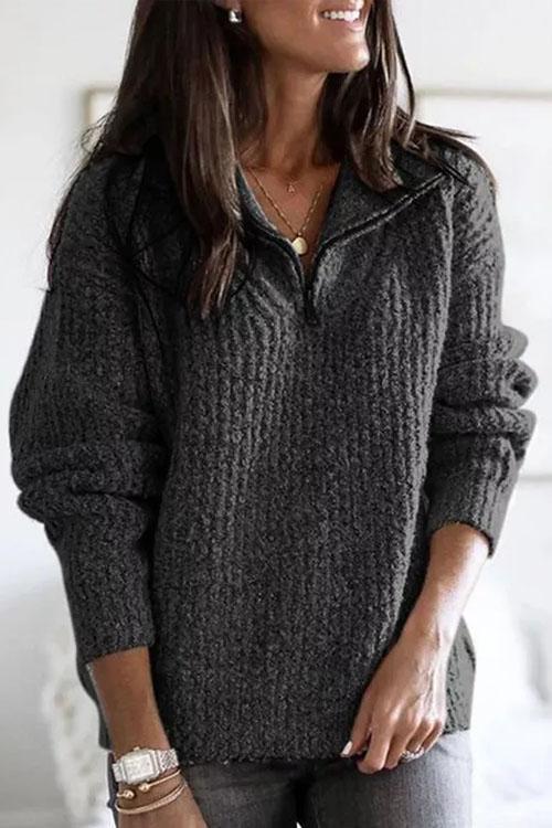 Clidress Nacy Zipper Pullover Sweater